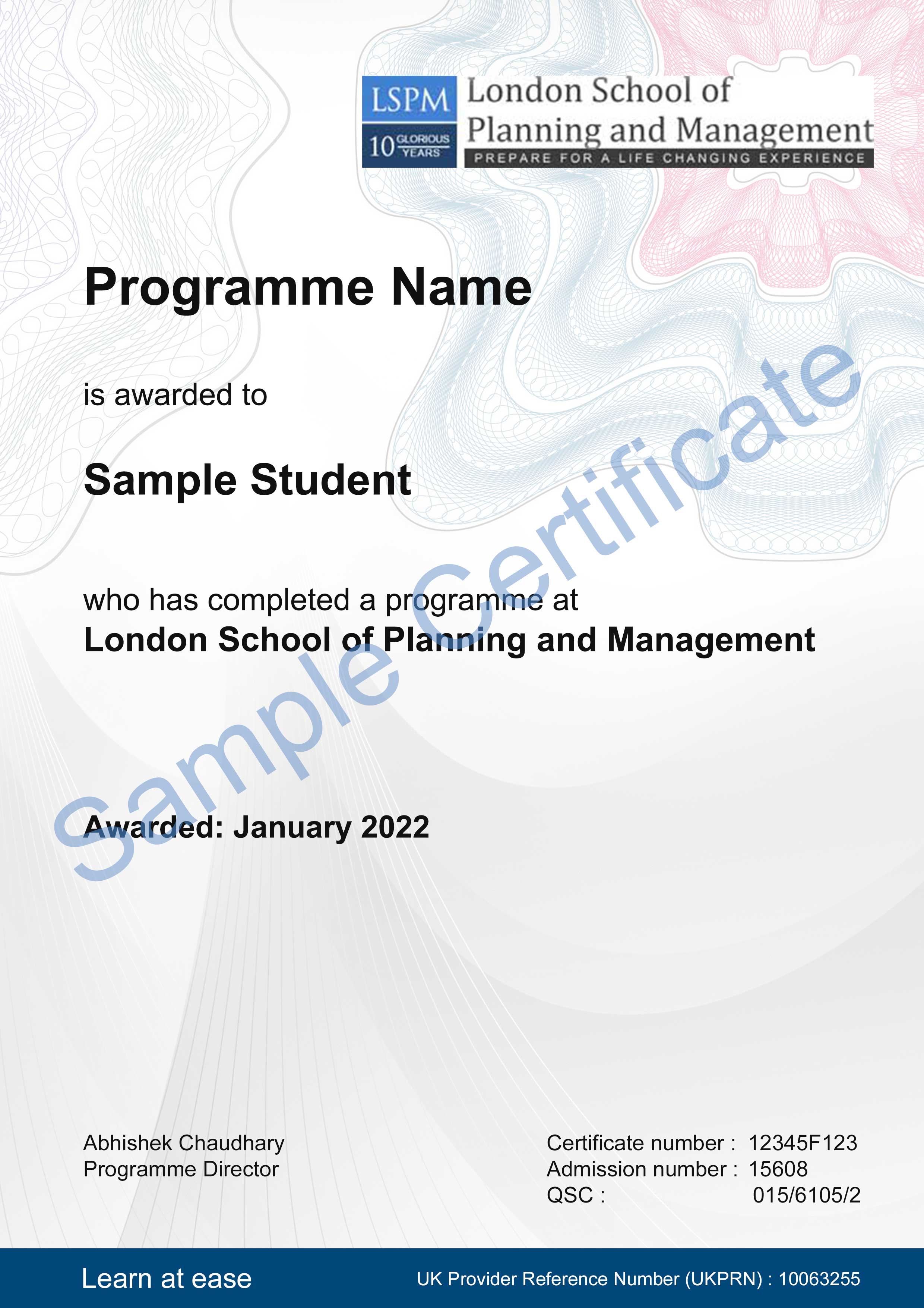 sample certificate